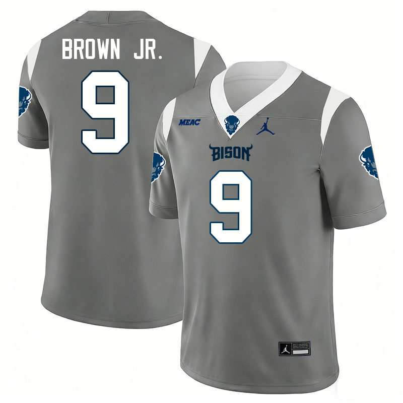 Howard Bison #9 Derrick Brown Jr. College Football Jerseys,Uniforms Stitched-Grey